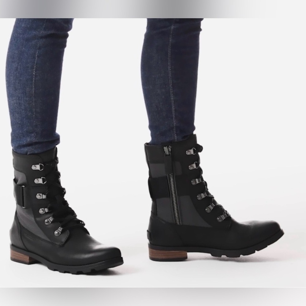 Sorel Black Women's Combat Boots - Picture 2 of 14